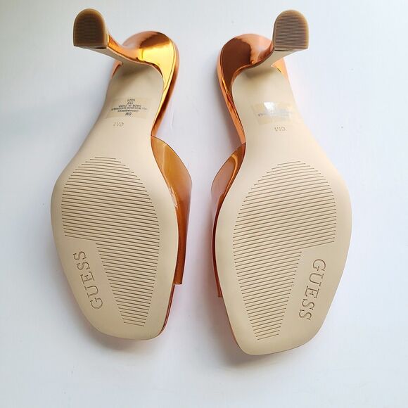 Guess Womens Hambree 6 Square Toe Slip On Slide Heels Shoes Orange FUNKY - Picture 5 of 7